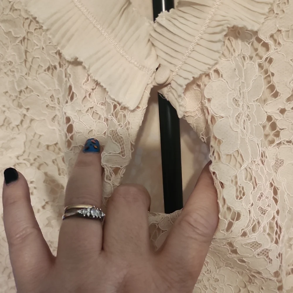 J. Crew Cream Lace Ruffle Collar Blouse - Picture 5 of 7